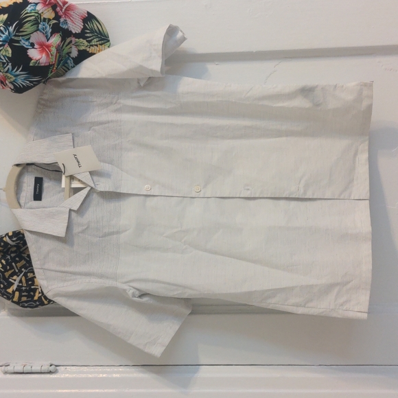 Theory Other - Men's Theory Grey Melange Stripe blocked shirt-New